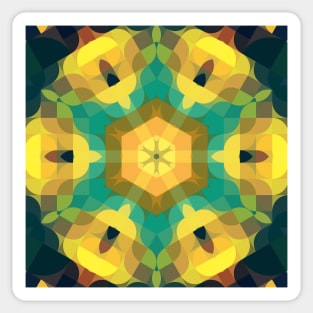 Retro Mandala Flower Yellow Blue and Green Sticker